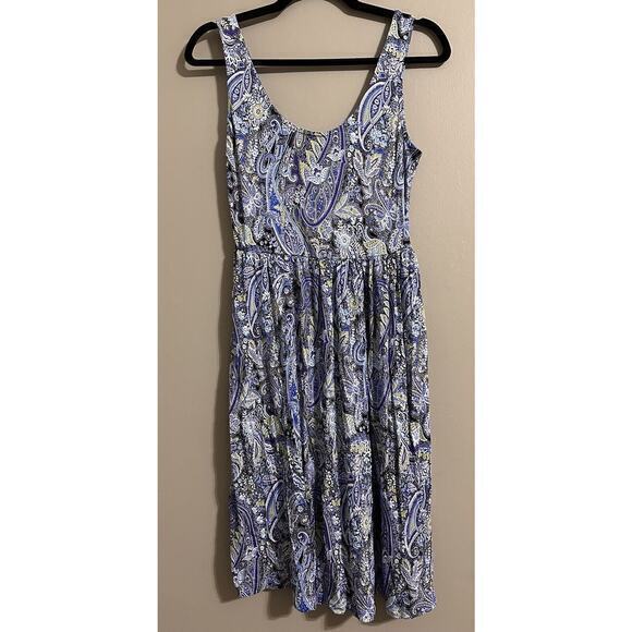 Lascana Short Dress Beach Size‎ 4 Blue Purple Paisley Print Halter Neck #999 - Picture 1 of 12